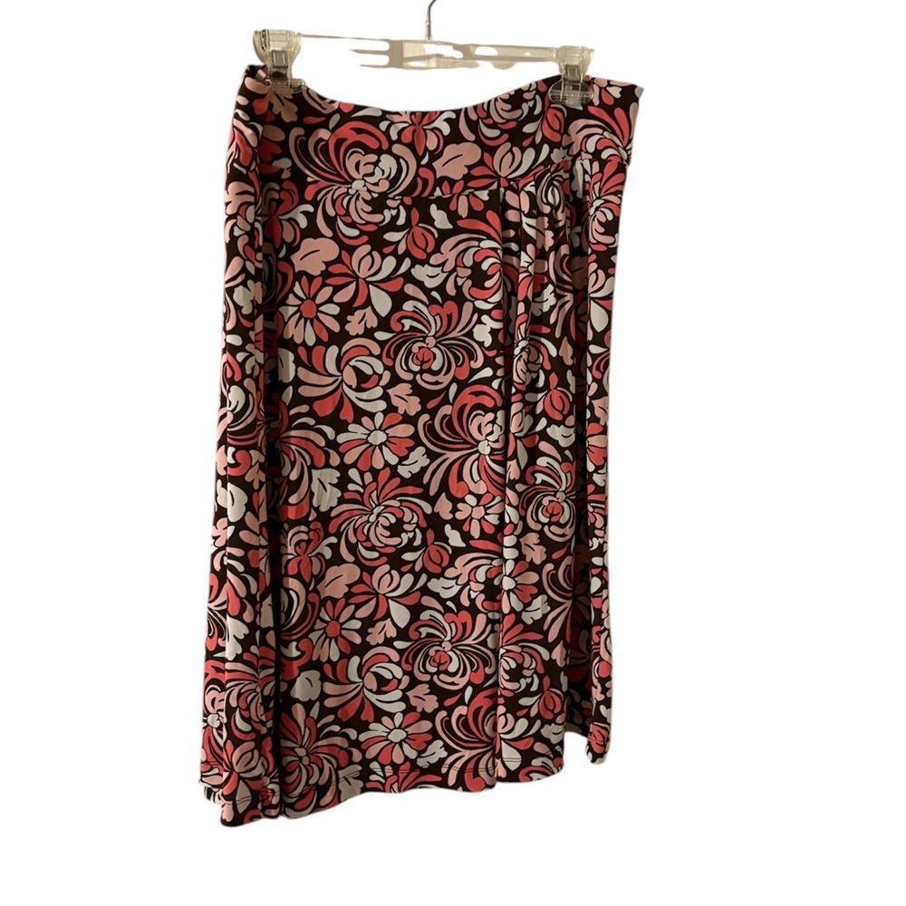 Adorable Merona A-Line Skirt with Pink and Black Floral Design. Size XL like new